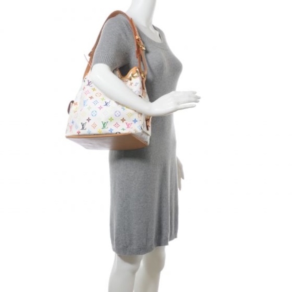 Authentic LOUIS VUITTON Monogram Petit Noe Bucket Bag White/Multicolor - Picture 1 of 16